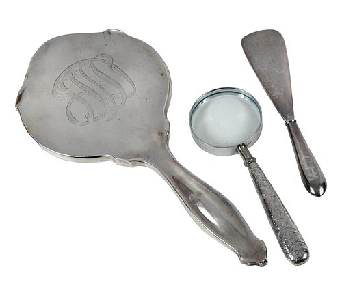 THREE SILVER DRESSER PIECES