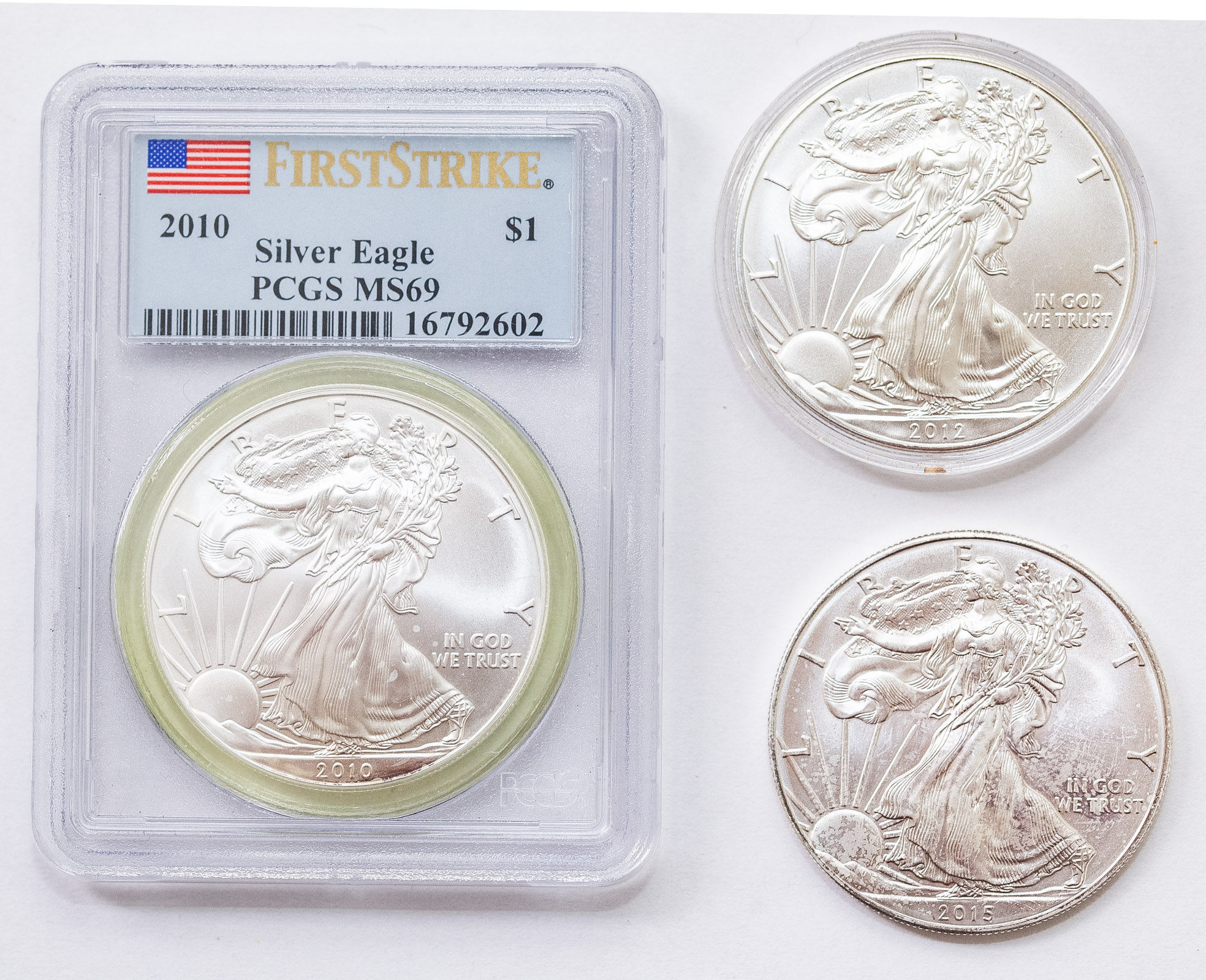 THREE SILVER EAGLES 2012, 2015