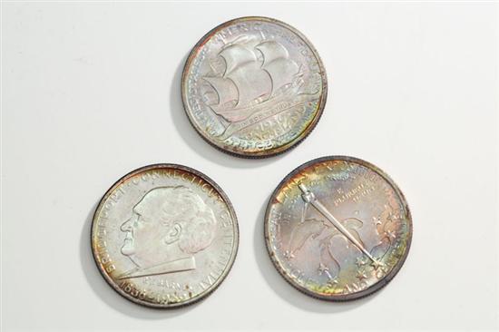 THREE SILVER HALF-DOLLARS.