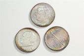 THREE SILVER HALF-DOLLARS. Cle