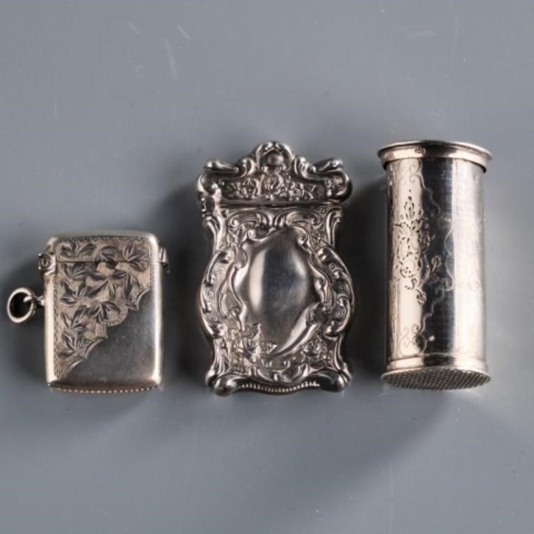 THREE SILVER MATCH SAFES - CAN SHIP