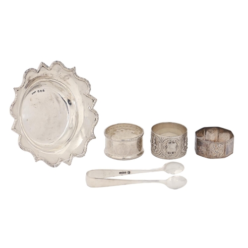 Three silver napkin rings,
