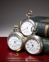 THREE SILVER OPEN FACE POCKET
