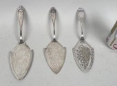 THREE SILVER PIE SERVERS, 19TH