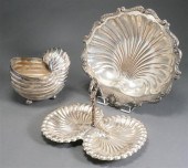 THREE SILVER PLATE SHELL-FORM