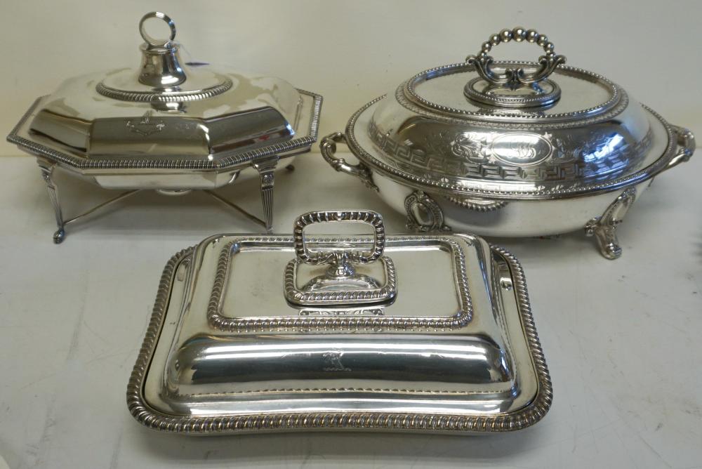 THREE SILVER PLATE WARMING
