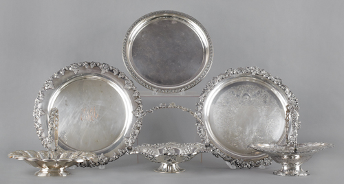 Three silver plated platters