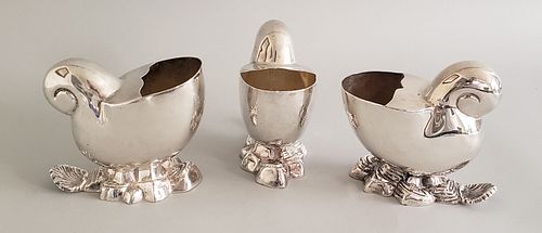 THREE SILVER PLATED SHELL FORM