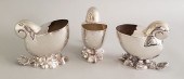 THREE SILVER PLATED SHELL FORM