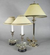 THREE SILVER PLATED TABLE LAMP