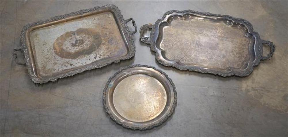THREE SILVER PLATED TRAYSThree