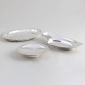 THREE SILVER SERVING DISHESEac