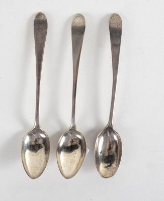 Three silver teaspoons, makers mark