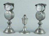 THREE SILVER TIN OIL LAMPSTHRE