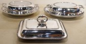 THREE SILVERPLATE ENTREE DISHE