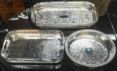 THREE SILVERPLATE GALLERIED TR