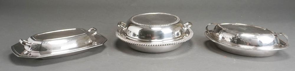 THREE SILVERPLATE LIDDED
