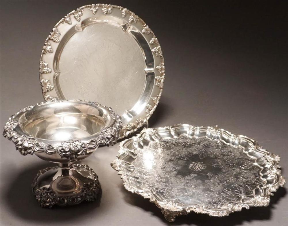 THREE SILVERPLATE SERVING