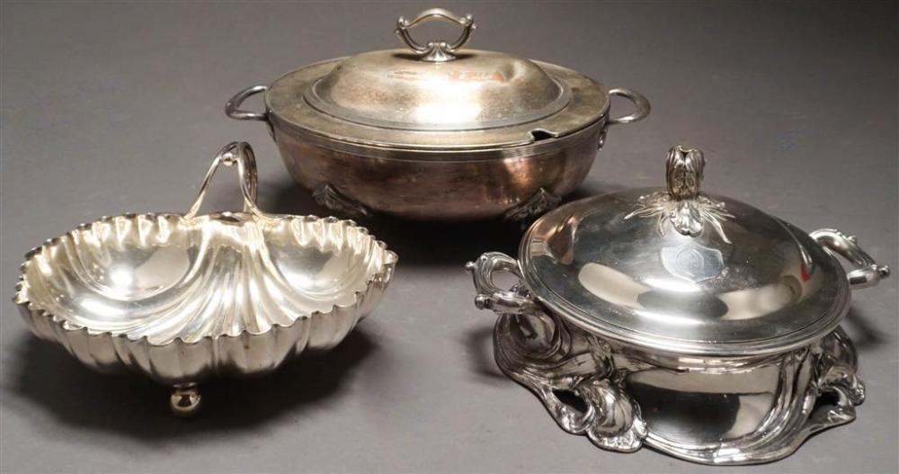 THREE SILVERPLATE SERVING