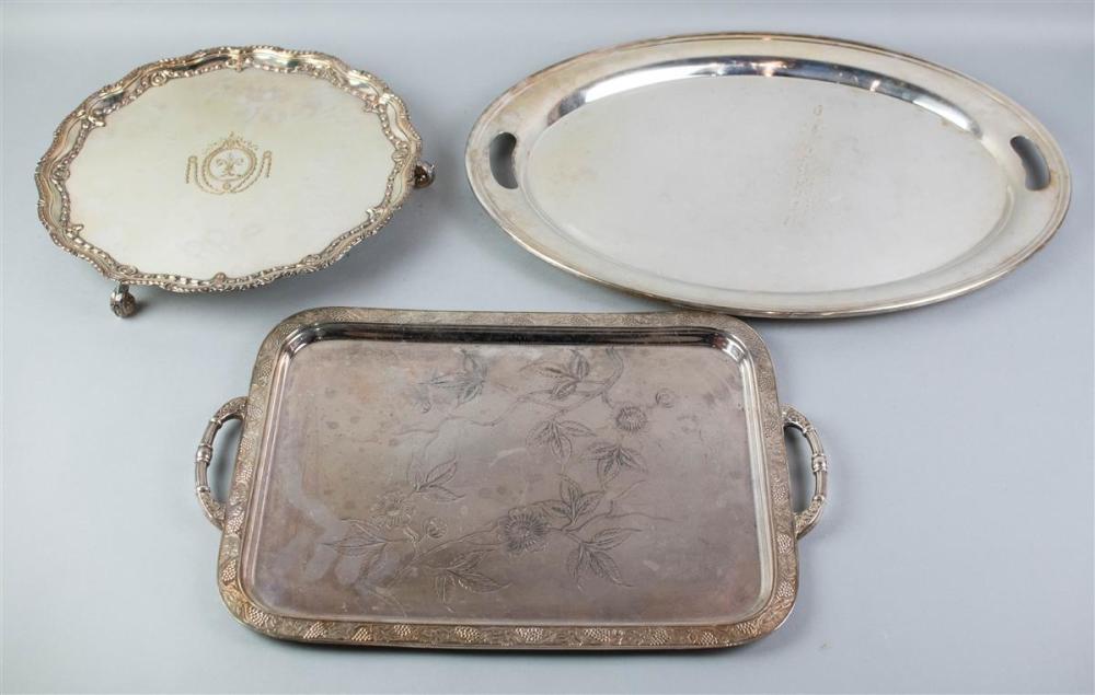 THREE SILVERPLATED TRAYSTHREE