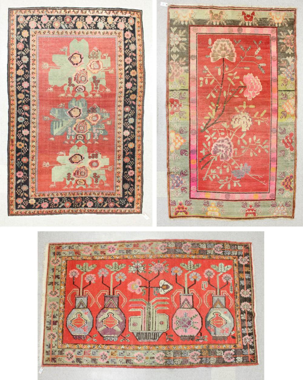 THREE SIMILAR HAND KNOTTED