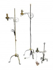 THREE SIMILAR METAL LAMPS WITH