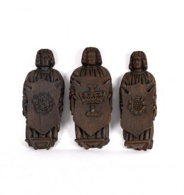 Three simulated oak wall appliques,