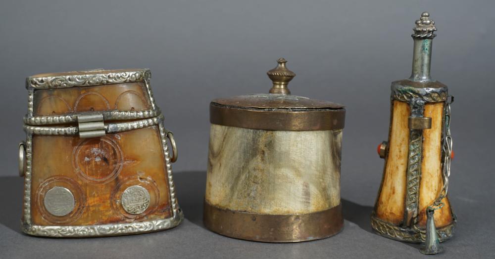THREE SINO-TIBETAN METAL MOUNTED
