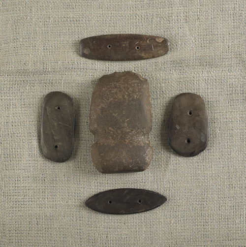 Three slate pendants together
