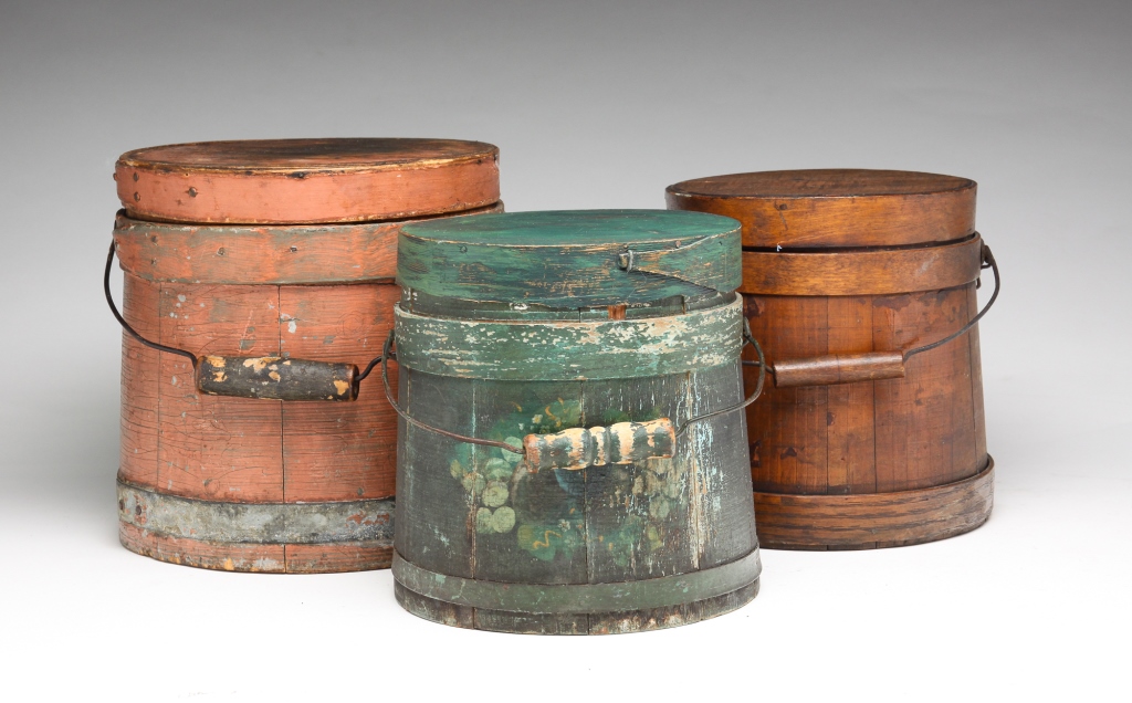 THREE SMALL AMERICAN BUCKETS.
