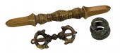 THREE SMALL ASIAN BRONZE ITEMS