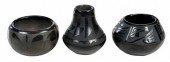 THREE SMALL BLACKWARE POTSone