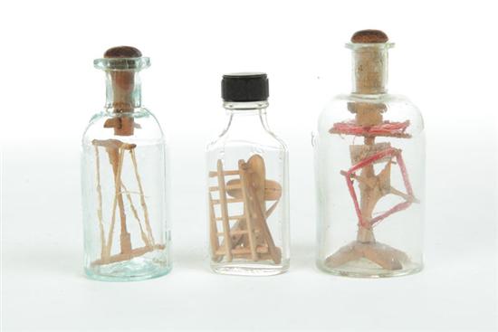 THREE SMALL BOTTLE WHIMSEYS.  Two
