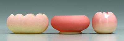 Three small Burmese bowls: one with