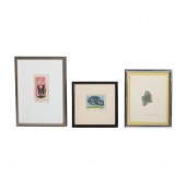 THREE SMALL COLOR ETCHINGS BY