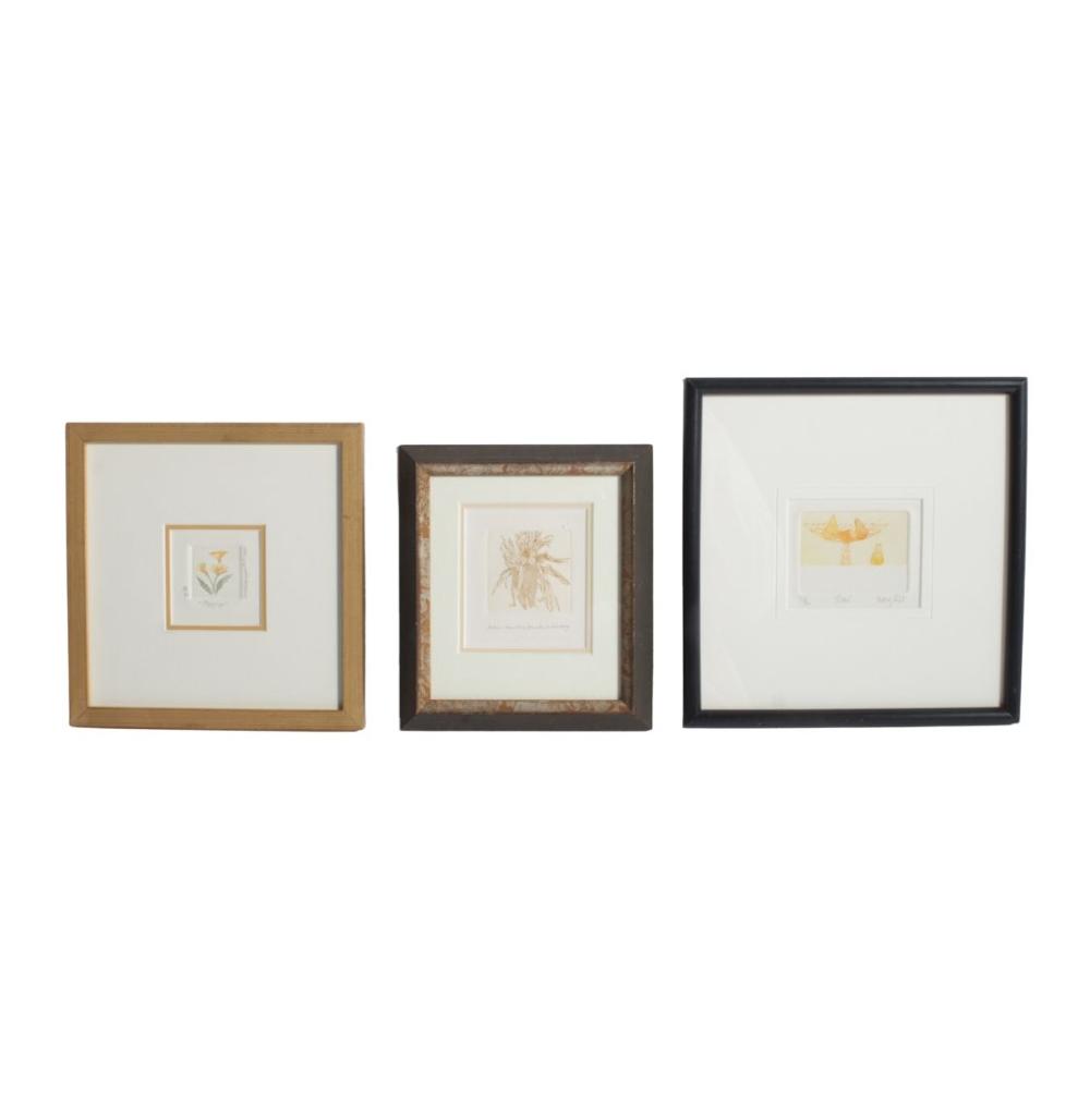 THREE SMALL COLOR ETCHINGS BY