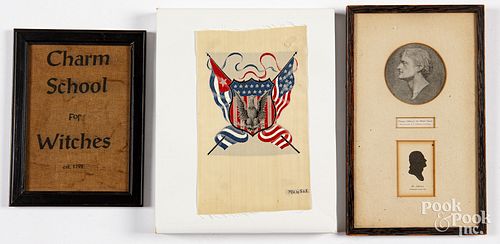 THREE SMALL FRAMED ITEMSThree small