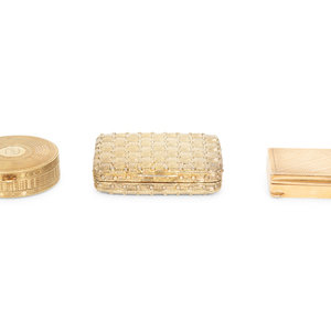 Three Small Gold Boxes Early 20th