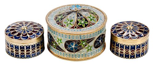 THREE SMALL LIDDED PLIQUE DU JOUR