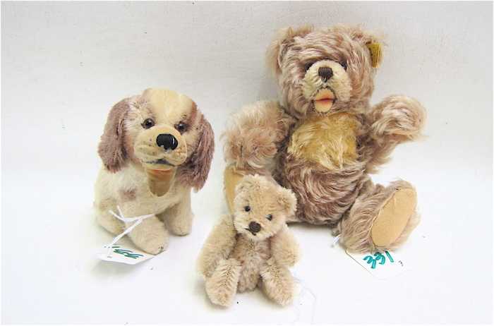 THREE SMALL MOHAIR TOY ANIMALS: