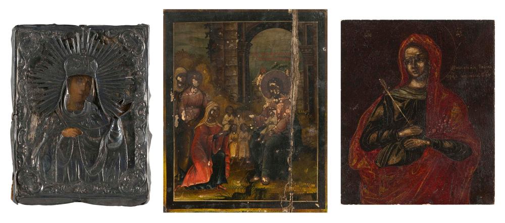 THREE SMALL RUSSIAN ICONS EARLY