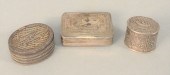 THREE SMALL SILVER BOXES TO IN