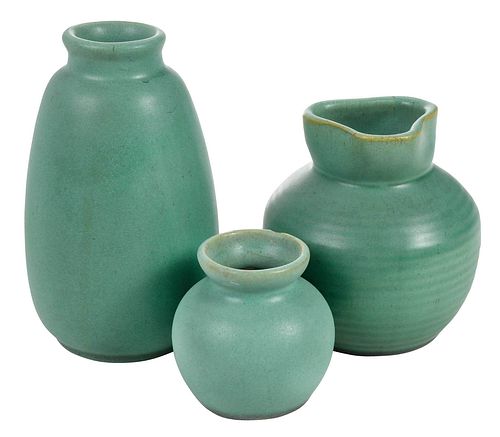 THREE SMALL TECO ART POTTERY