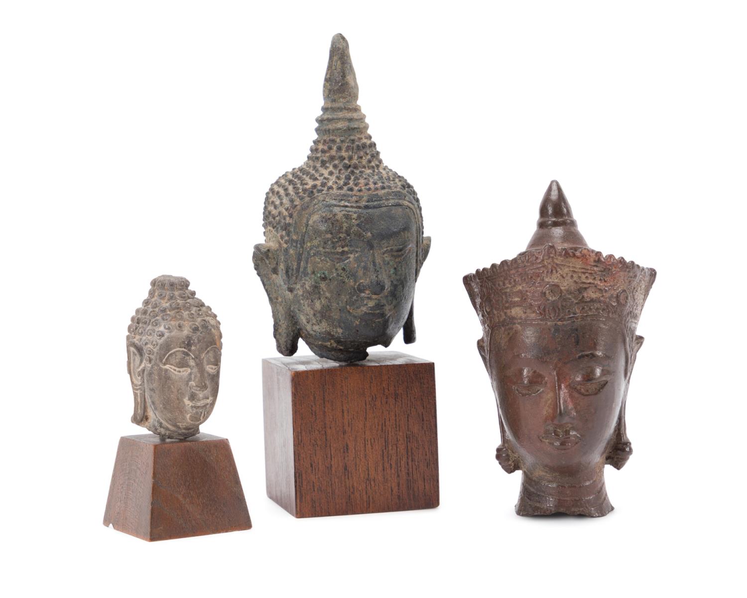 THREE SMALL THAI BUSTS OF THE