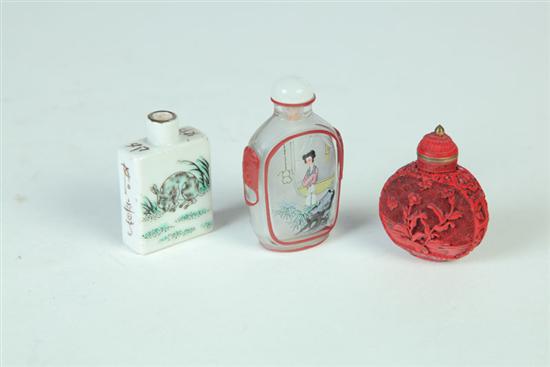 THREE SNUFF BOTTLES.  Asian  20th