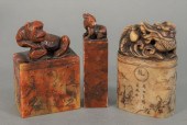 THREE SOAPSTONE CARVED SEALS E