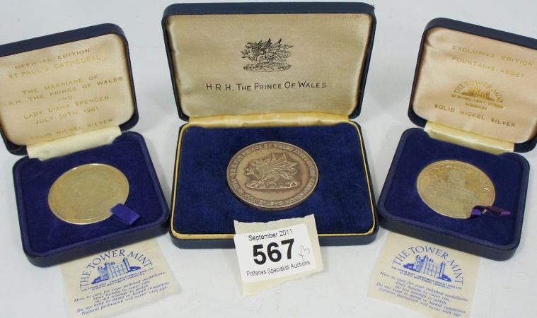 Three Solid Silver Commemorative