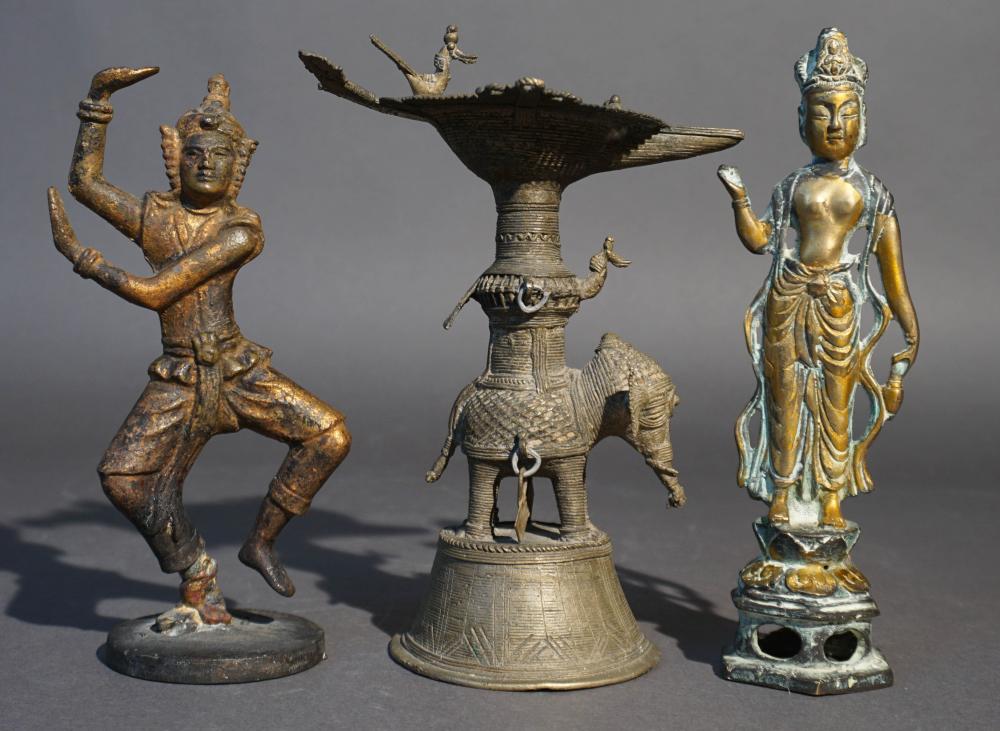 THREE SOUTH ASIAN BRONZE AND