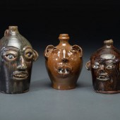 Three Southern Stoneware Face