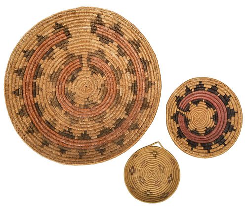 THREE SOUTHWESTERN COILED BASKET